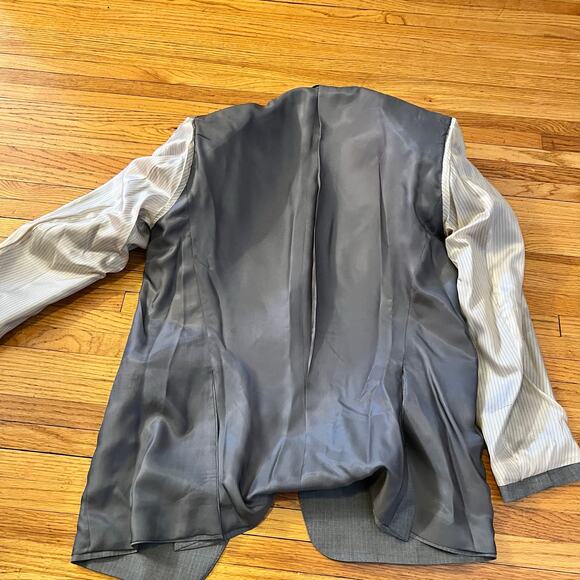 ENZO Sport Coat Mens 42 Striped Two Button Double Vented Blazer Gray - Picture 6 of 12